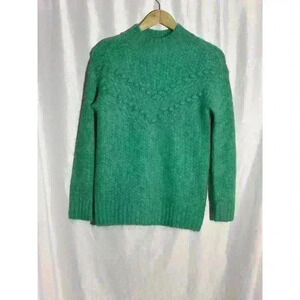 Talbots Green Chevron Knit Mockneck Sweater Size Petite